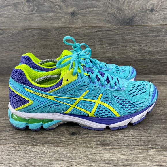 ASICS GT 1000 Women's Running Shoes Aqua Yellow Purple Size 9.5 - Picture 2 of 10